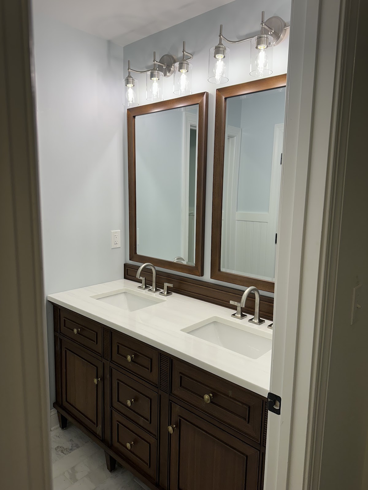 Bathroom renovation with double vanity