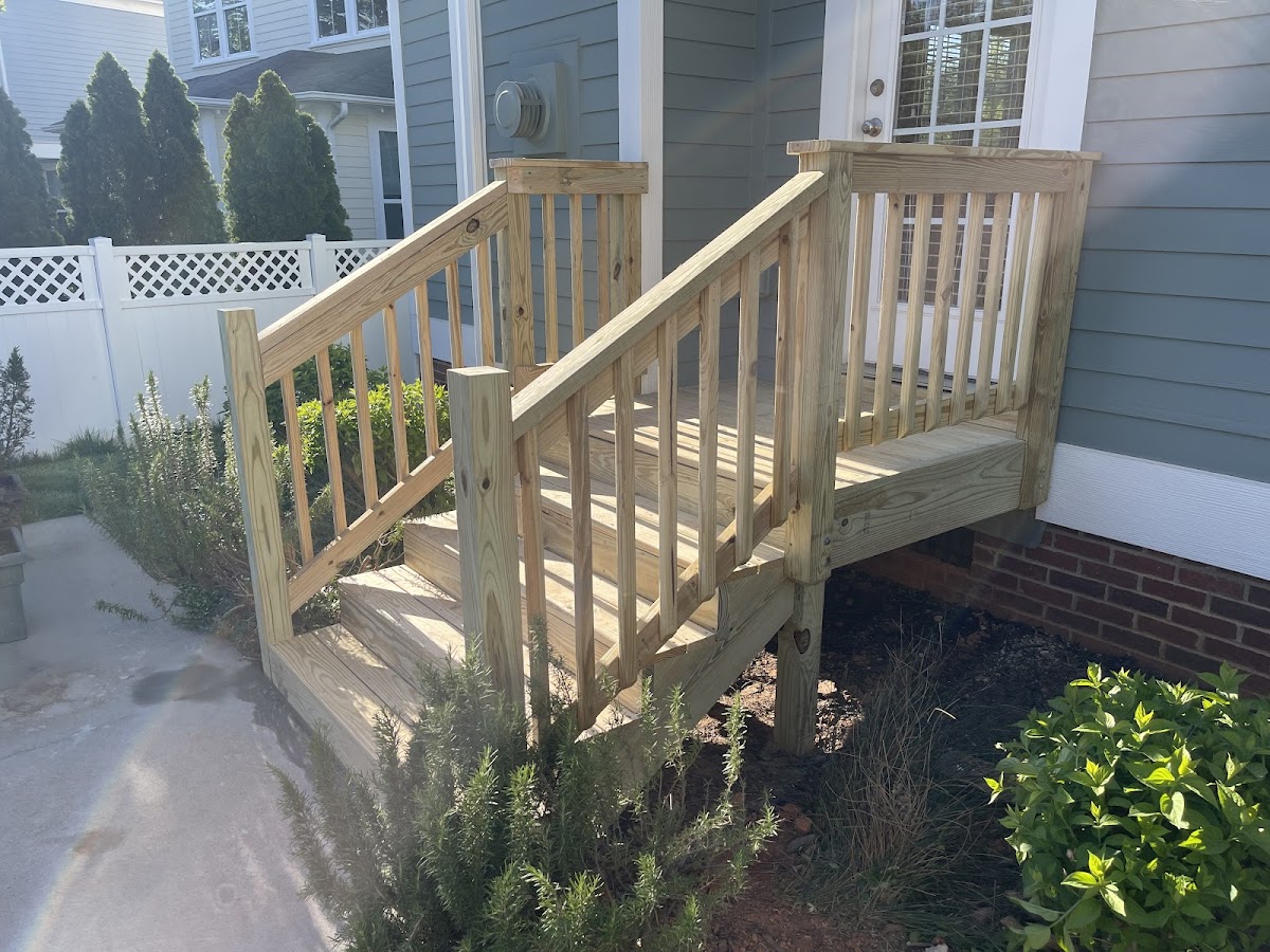 New porch stairs and landing construction